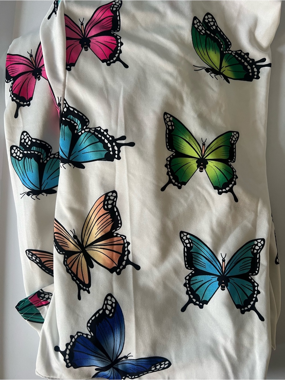 White Butterfly Print One-Piece Jumpsuit/Pajama - Picture 6 of 7